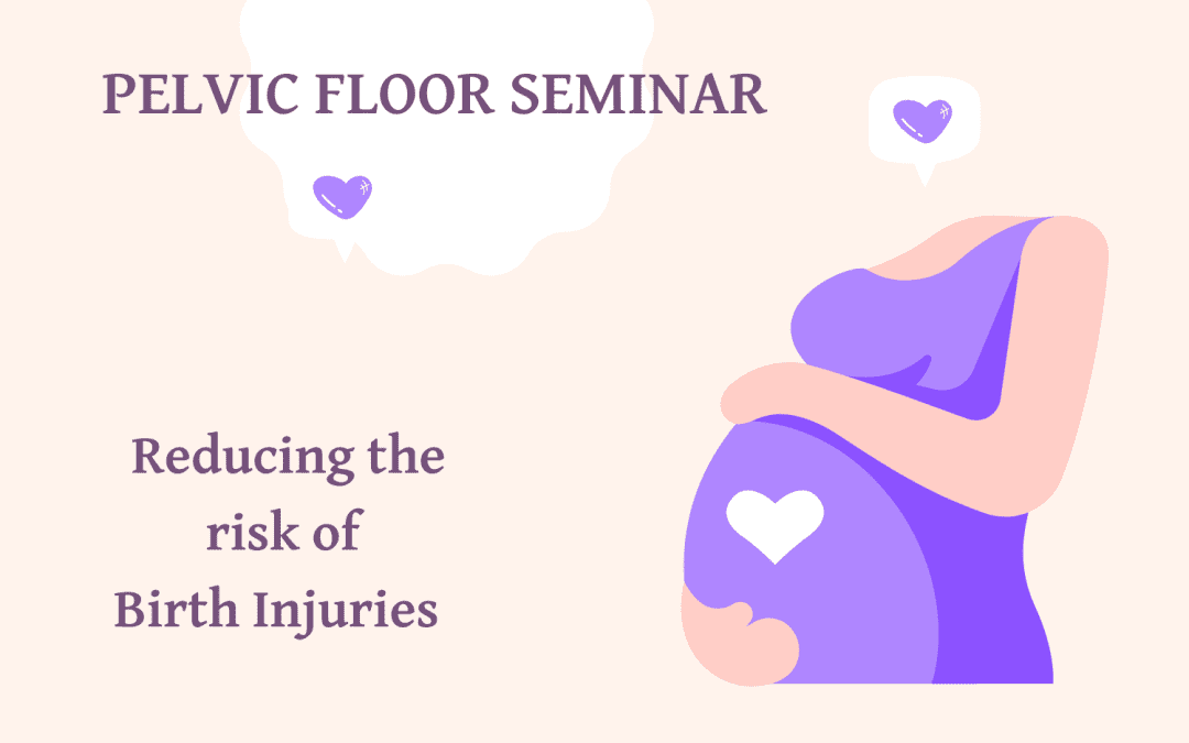 Pregnant woman and words about pregnancy and the pelvic floor